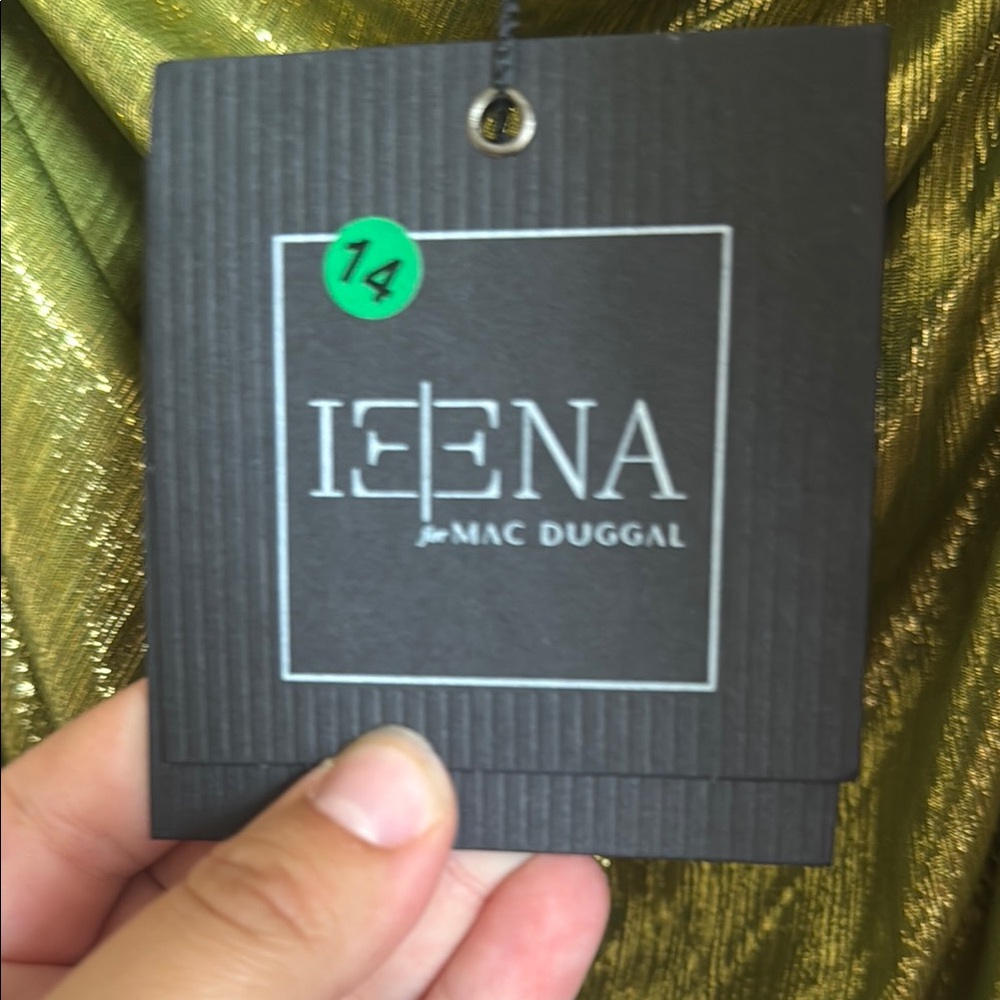 Mac Duggal Green Apple Asymmetrical Ruched Gown for Weddings or Events - Picture 4 of 5